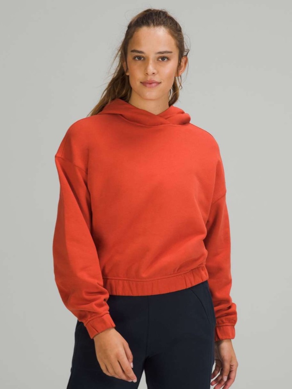 Lululemon Relaxed Cropped Hoodie Canyon Orange French Terry Medium - Picture 1 of 11
